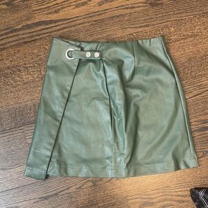 Alya Forest Green Leather Mini Skirt
